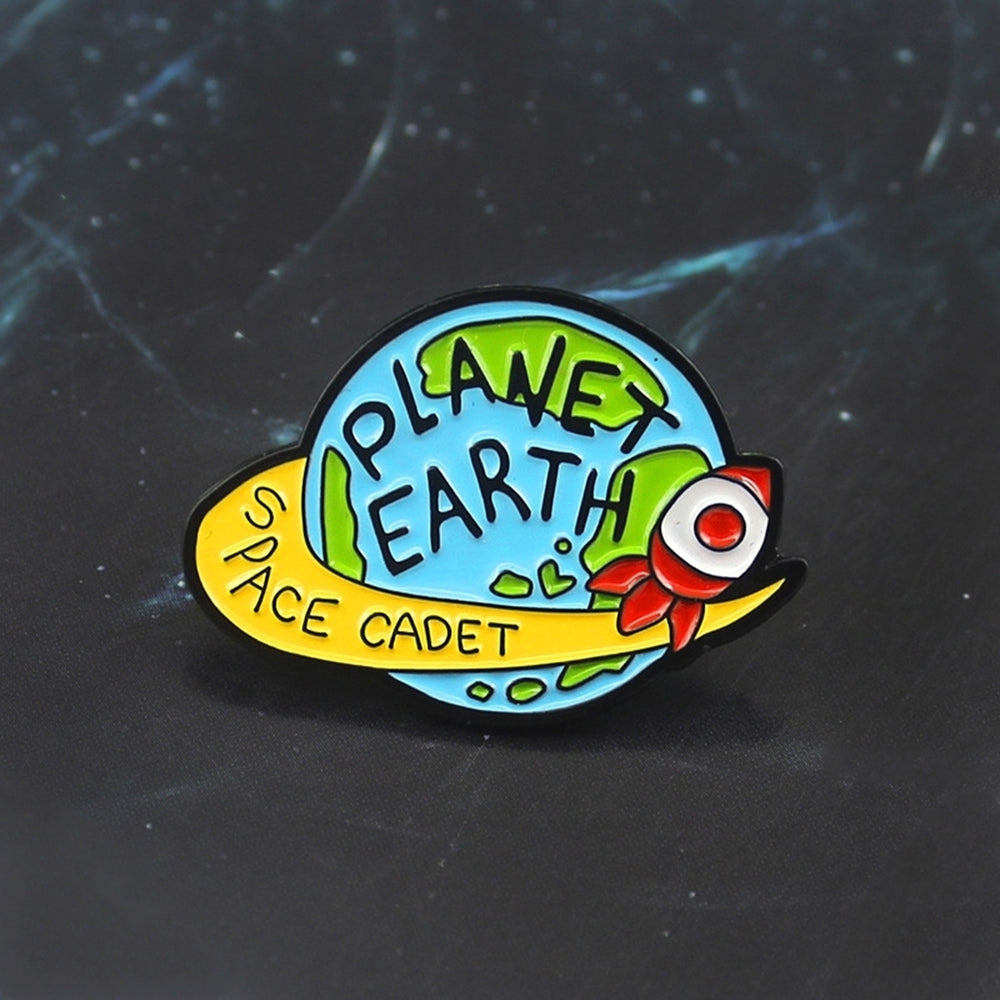 Cartoon Planet Space Cadet Brooch Pin Unisex Denim Jacket Collar Backpack Badge Image 2