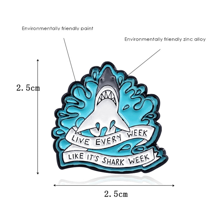 Cartoon Shark Wave Letter Enamel Brooch Pin Denim Jacket Collar Backpack Badge Image 9