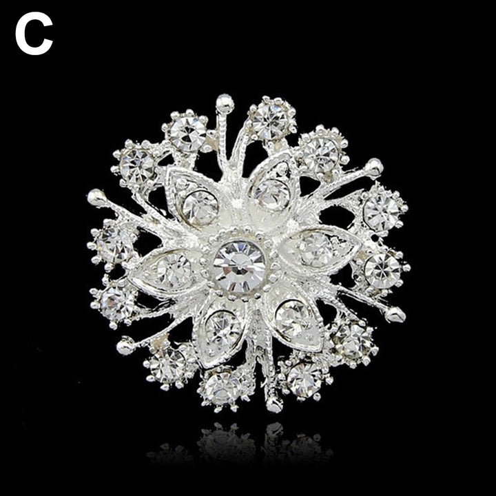 Hollow Rhinestone Heart Flower Brooch Pin Wedding Bouquet Jewelry Lady Gift Image 2