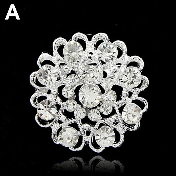 Hollow Rhinestone Heart Flower Brooch Pin Wedding Bouquet Jewelry Lady Gift Image 3