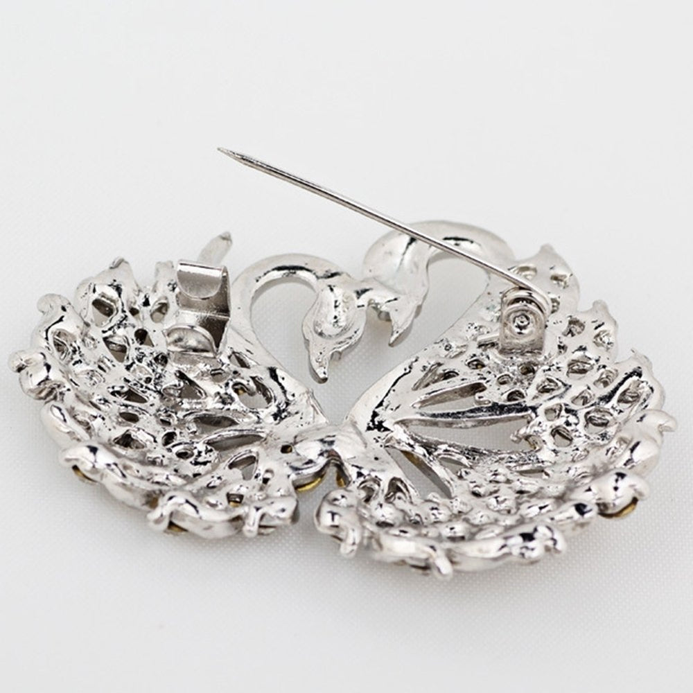 Stylish Elegant Womens Swan Brooch Pin Bridal Wedding Party Daily Jewelry Gift Image 2