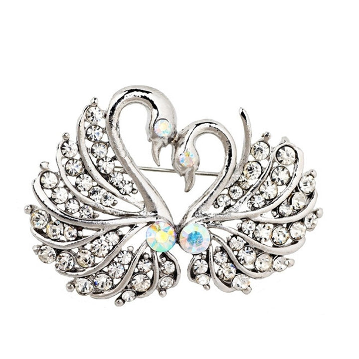 Stylish Elegant Womens Swan Brooch Pin Bridal Wedding Party Daily Jewelry Gift Image 3