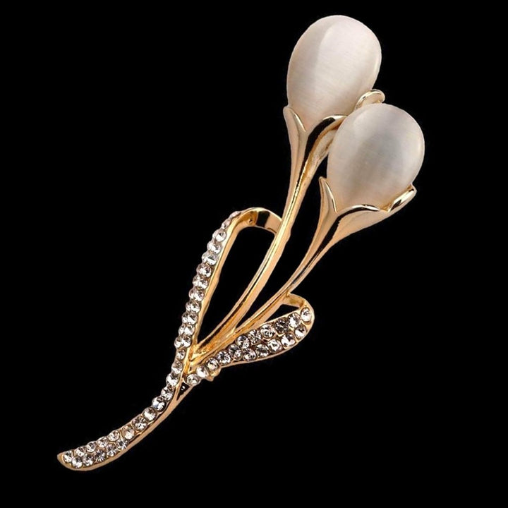 Fashion Women Opal Tulip Flower Crystal Rhinestone Brooch Pin Jewelry Decor Image 6