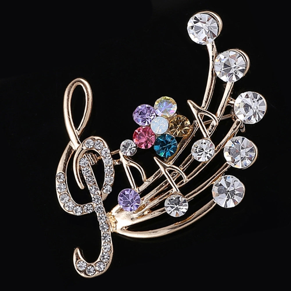 Womens Rhinestone Musical Note Blossom Brooch Pin Jewelry Party Xmas Gift Image 4