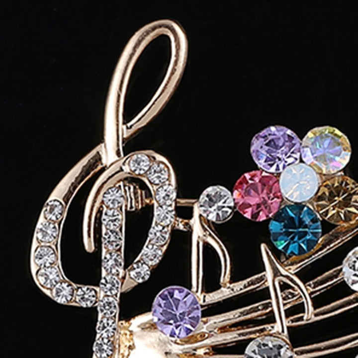 Womens Rhinestone Musical Note Blossom Brooch Pin Jewelry Party Xmas Gift Image 4