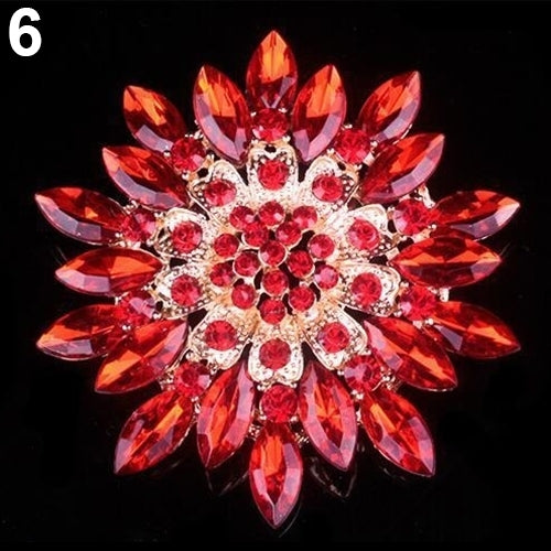 Women Fashion Shiny Alloy Rhinestone Flower Wedding Bridal Bouquet Brooch Pin Image 2