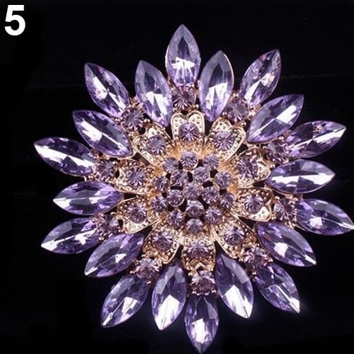 Women Fashion Shiny Alloy Rhinestone Flower Wedding Bridal Bouquet Brooch Pin Image 1