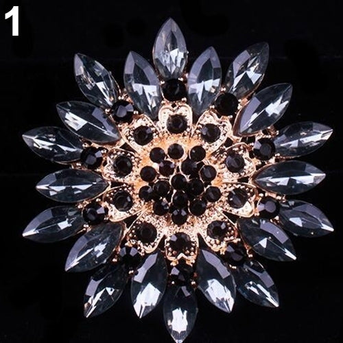 Women Fashion Shiny Alloy Rhinestone Flower Wedding Bridal Bouquet Brooch Pin Image 4