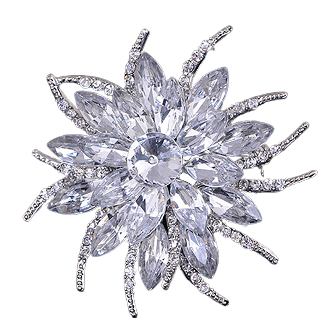 Wedding Bridal Large Flower Shiny Rhinestone Lady Scarf Brooch Pin Jewelry Decor Image 2