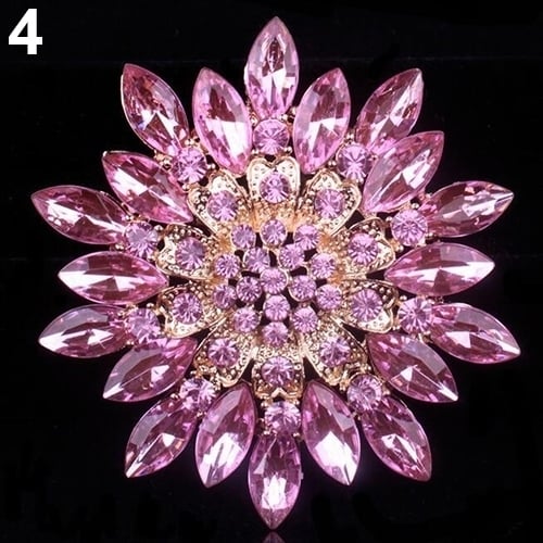 Women Fashion Shiny Alloy Rhinestone Flower Wedding Bridal Bouquet Brooch Pin Image 1