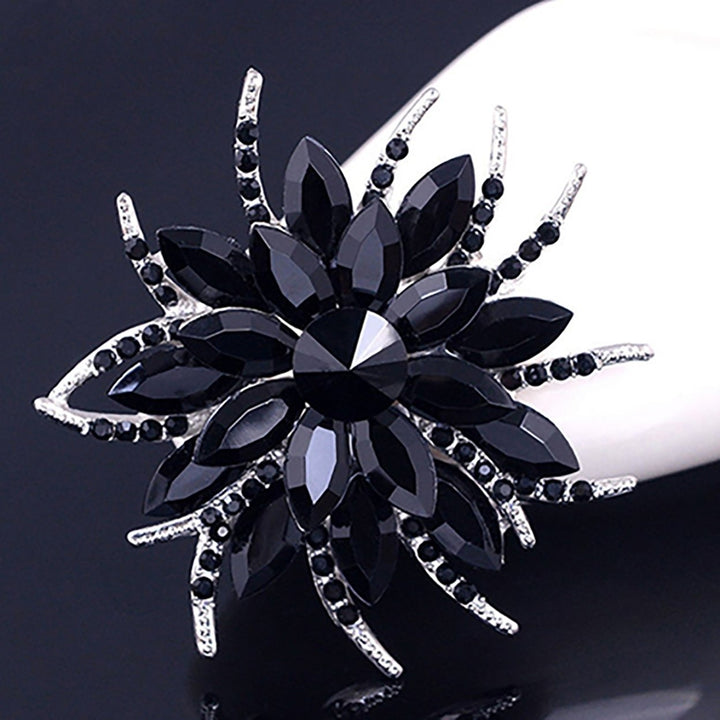 Wedding Bridal Large Flower Shiny Rhinestone Lady Scarf Brooch Pin Jewelry Decor Image 3