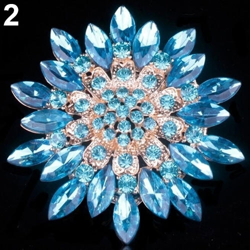 Women Fashion Shiny Alloy Rhinestone Flower Wedding Bridal Bouquet Brooch Pin Image 8