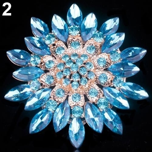 Women Fashion Shiny Alloy Rhinestone Flower Wedding Bridal Bouquet Brooch Pin Image 1