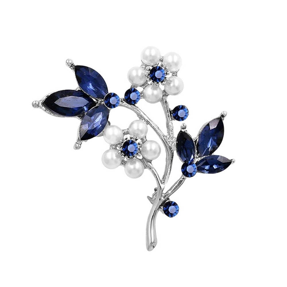 Women Faux Pearl Rhinestone Petals Flowers Brooch Pin Jewelry Clothing Accessory Image 7