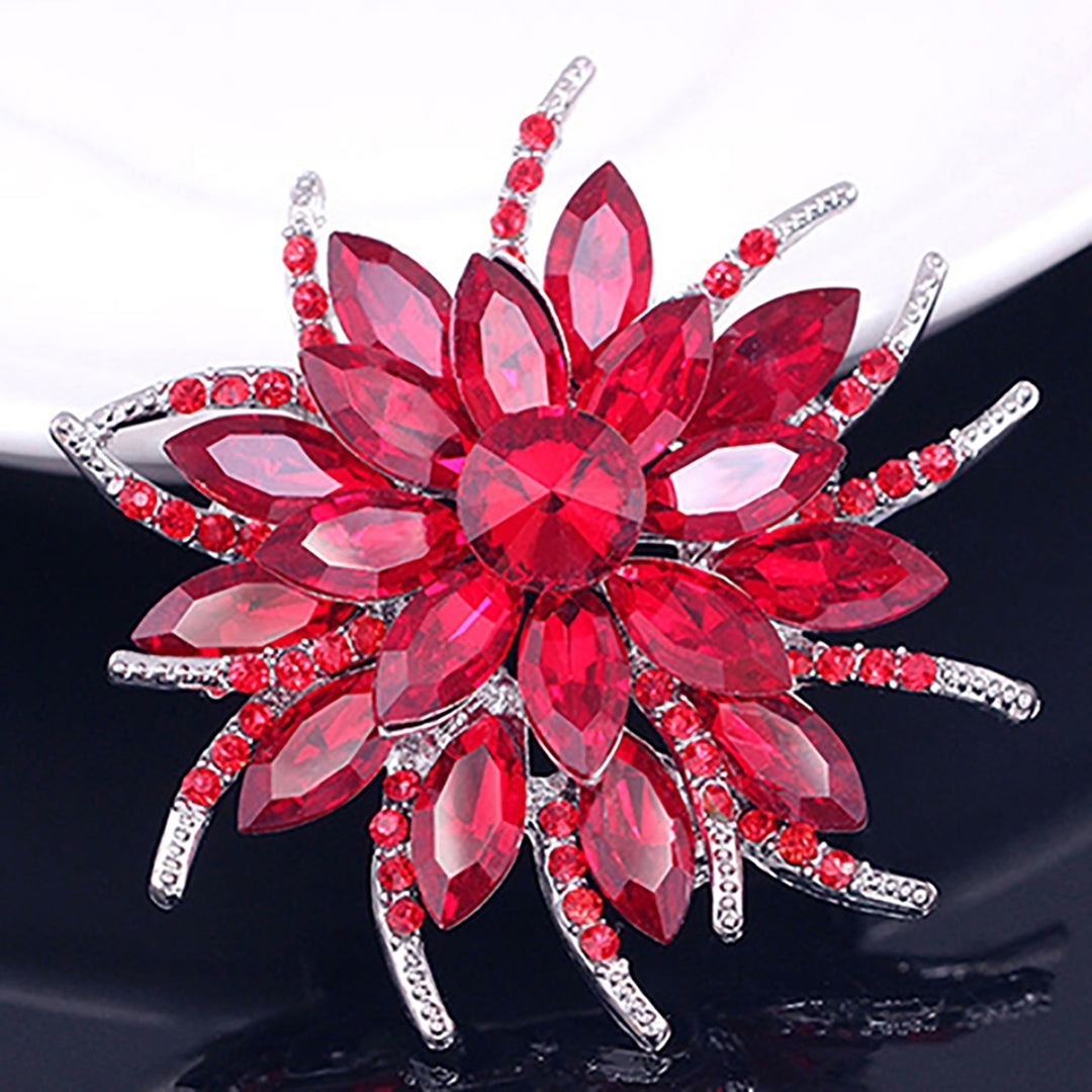 Wedding Bridal Large Flower Shiny Rhinestone Lady Scarf Brooch Pin Jewelry Decor Image 4