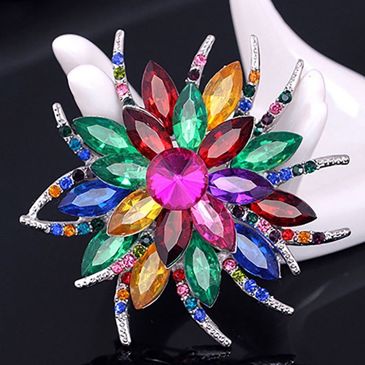 Wedding Bridal Large Flower Shiny Rhinestone Lady Scarf Brooch Pin Jewelry Decor Image 4