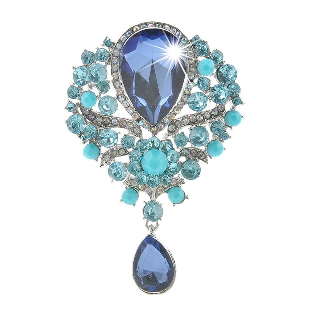 Lady Fashion Rhinestone Drop Pendant Brooch Pin Wedding Jewelry Gift Decor Image 1