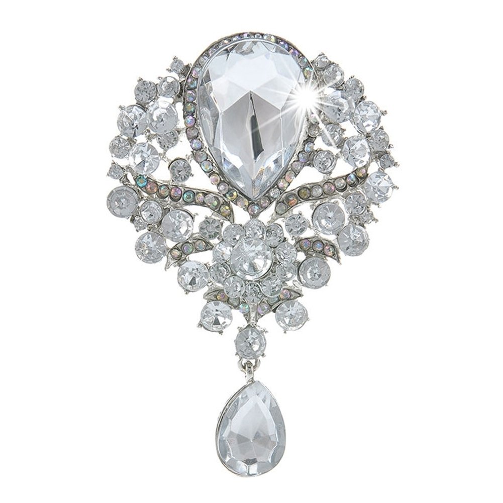 Lady Fashion Rhinestone Drop Pendant Brooch Pin Wedding Jewelry Gift Decor Image 1