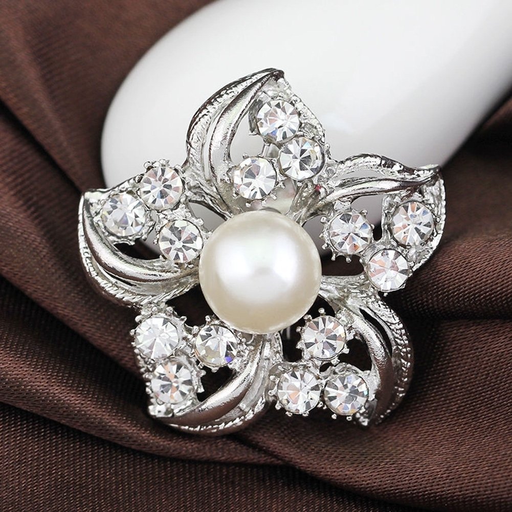 Elegant Rhinestone Imitation Pearl Dragonfly Flower Wedding Lady Brooch Pin Gift Image 4