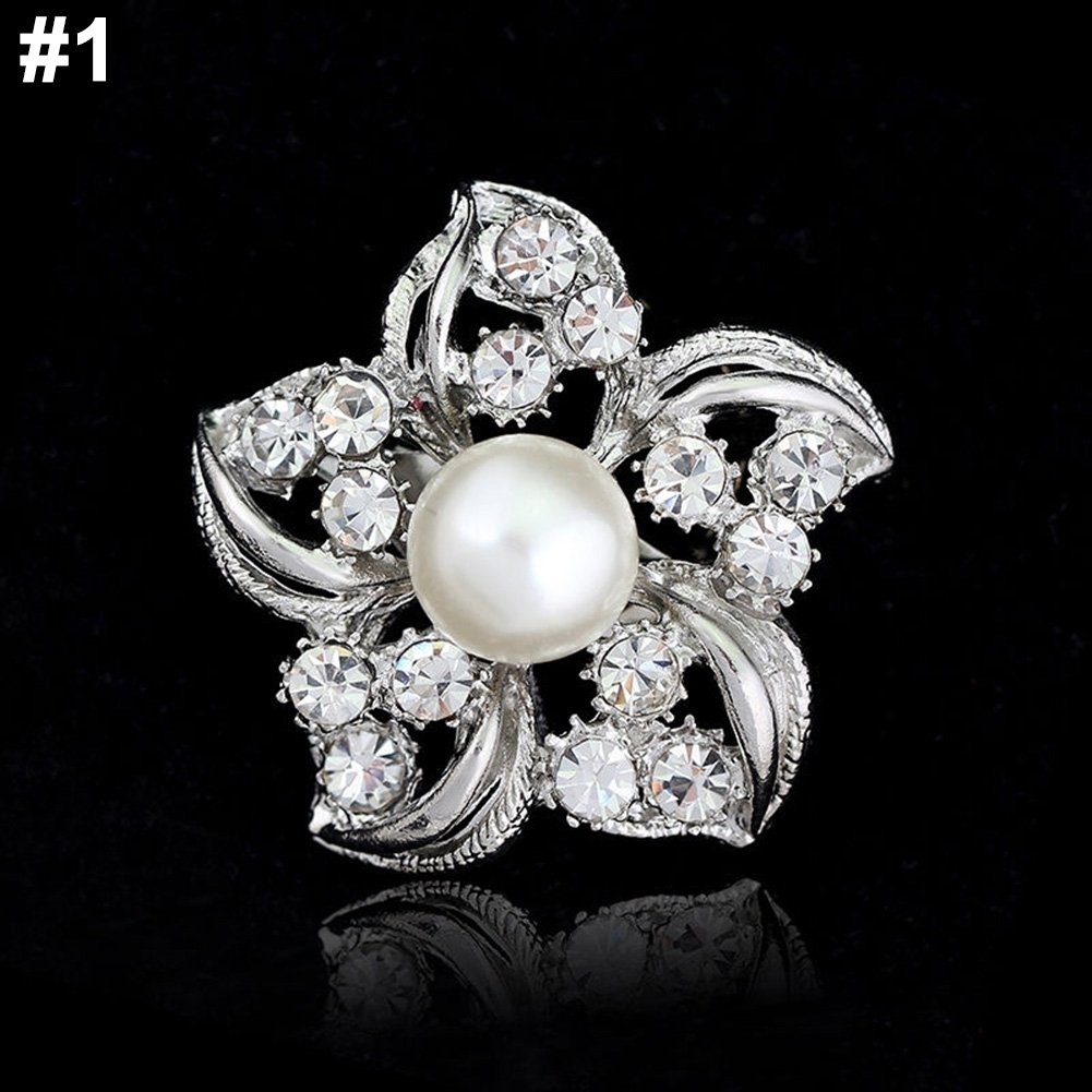 Elegant Rhinestone Imitation Pearl Dragonfly Flower Wedding Lady Brooch Pin Gift Image 6