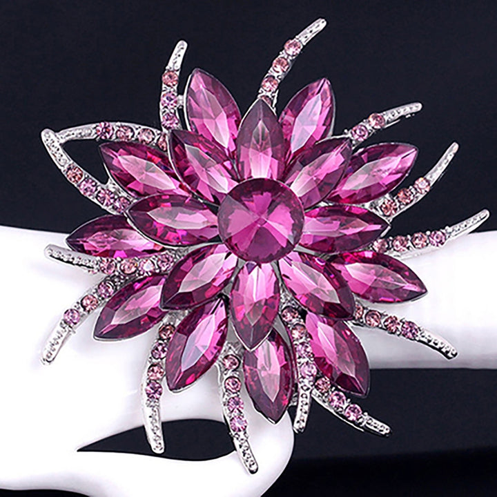 Wedding Bridal Large Flower Shiny Rhinestone Lady Scarf Brooch Pin Jewelry Decor Image 12