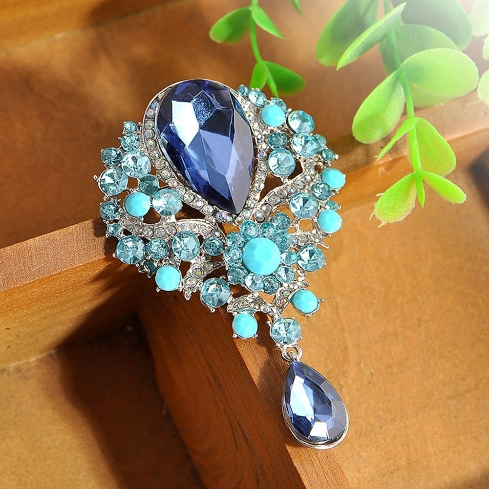 Lady Fashion Rhinestone Drop Pendant Brooch Pin Wedding Jewelry Gift Decor Image 12