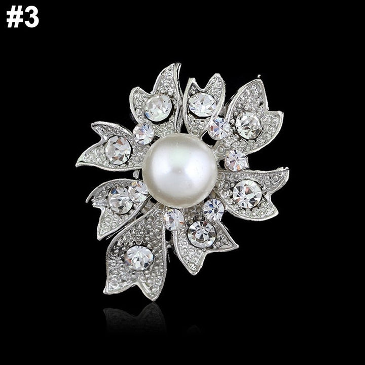 Elegant Rhinestone Imitation Pearl Dragonfly Flower Wedding Lady Brooch Pin Gift Image 8