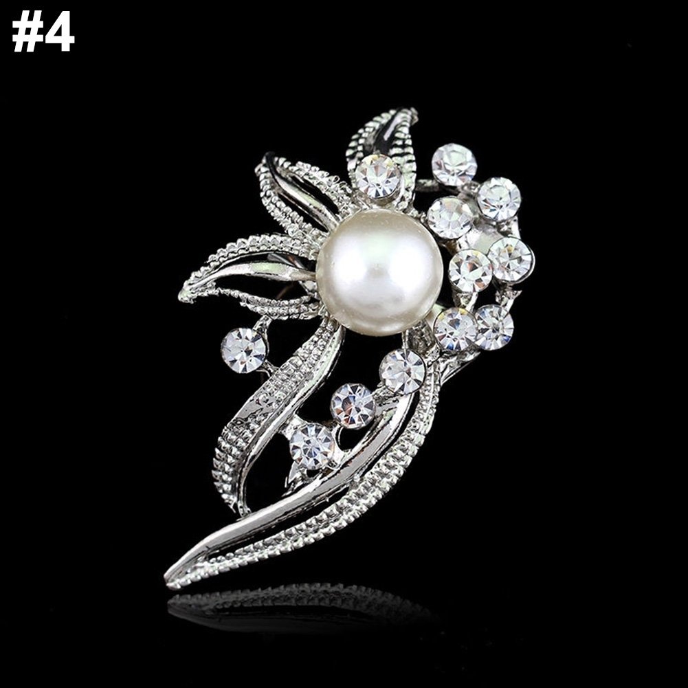 Elegant Rhinestone Imitation Pearl Dragonfly Flower Wedding Lady Brooch Pin Gift Image 9