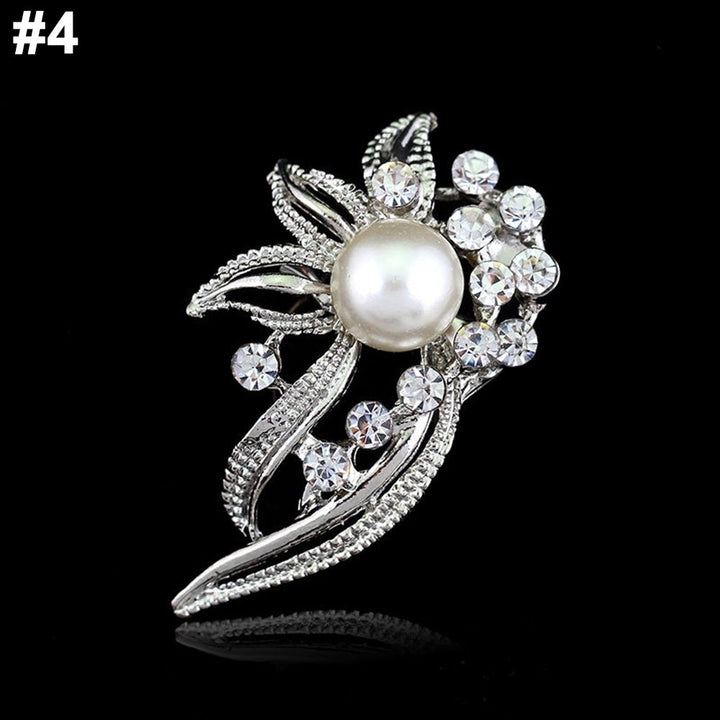 Elegant Rhinestone Imitation Pearl Dragonfly Flower Wedding Lady Brooch Pin Gift Image 1