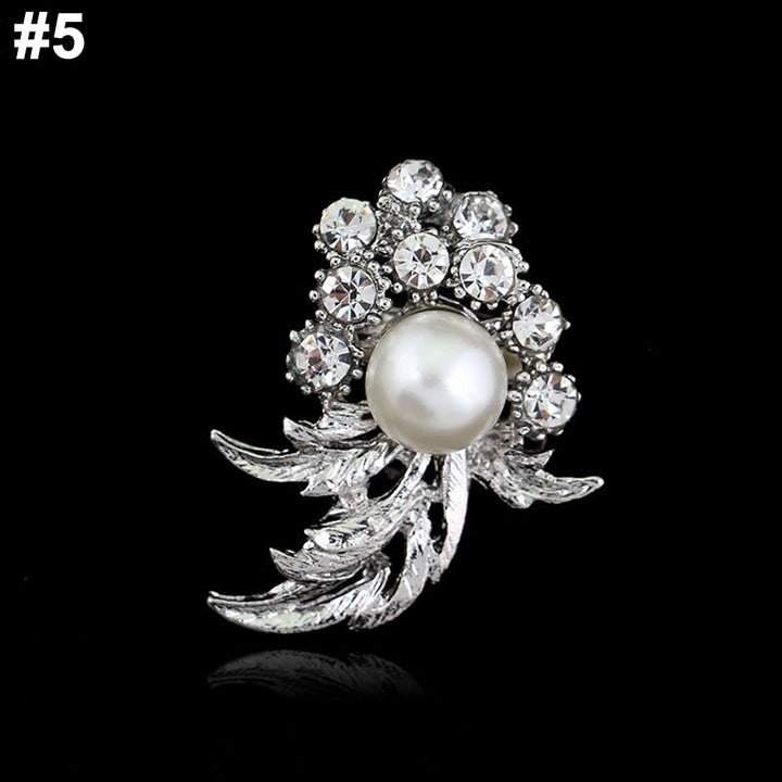 Elegant Rhinestone Imitation Pearl Dragonfly Flower Wedding Lady Brooch Pin Gift Image 10