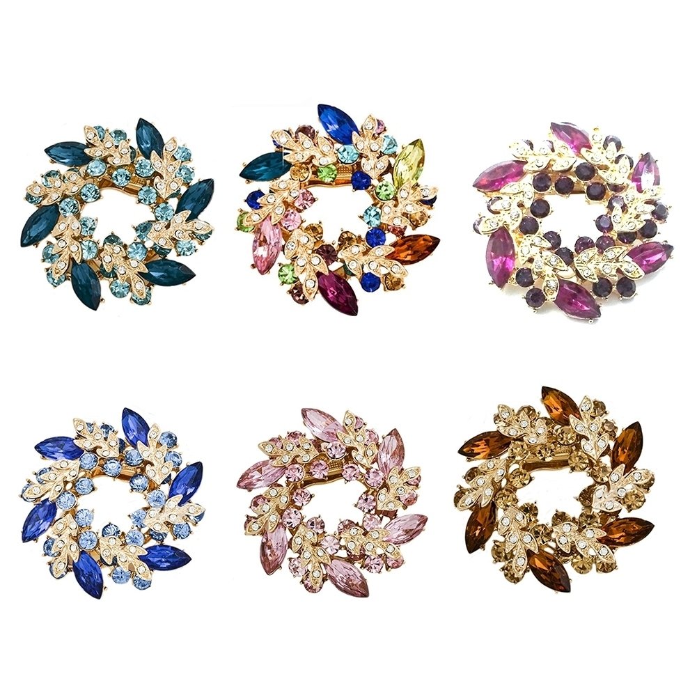 Fashion Ladies Rhinestone Flower Bouquet Brooch Pin Scarf Bag Jewelry Charm Image 3