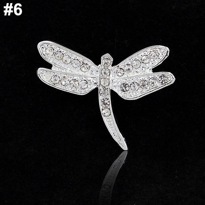 Elegant Rhinestone Imitation Pearl Dragonfly Flower Wedding Lady Brooch Pin Gift Image 11