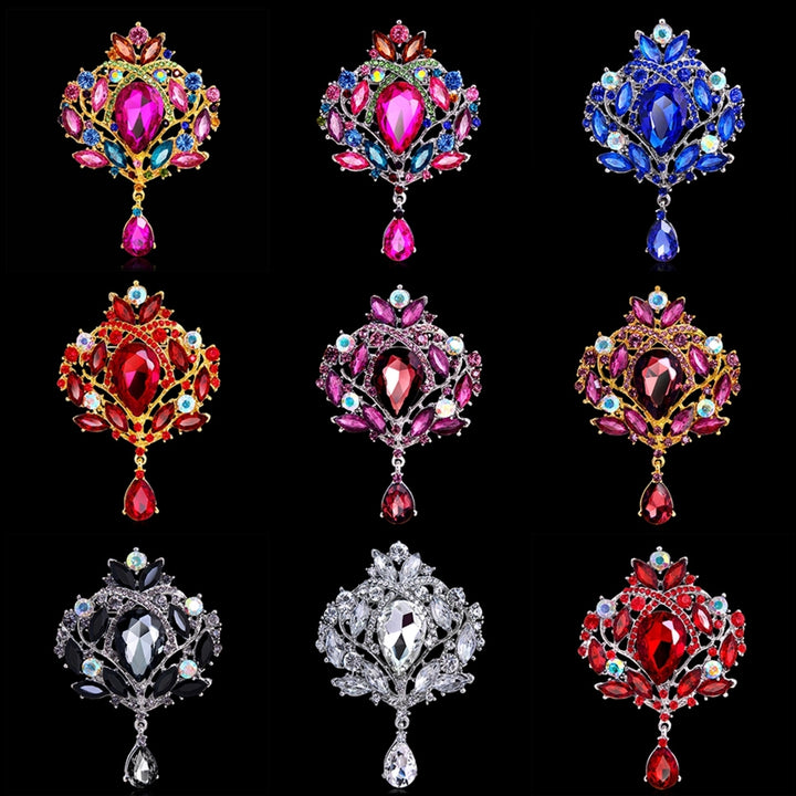 Brooch Gorgeous Luxury Flower Pattern Flower Shape Shawl Clip for Party Image 12