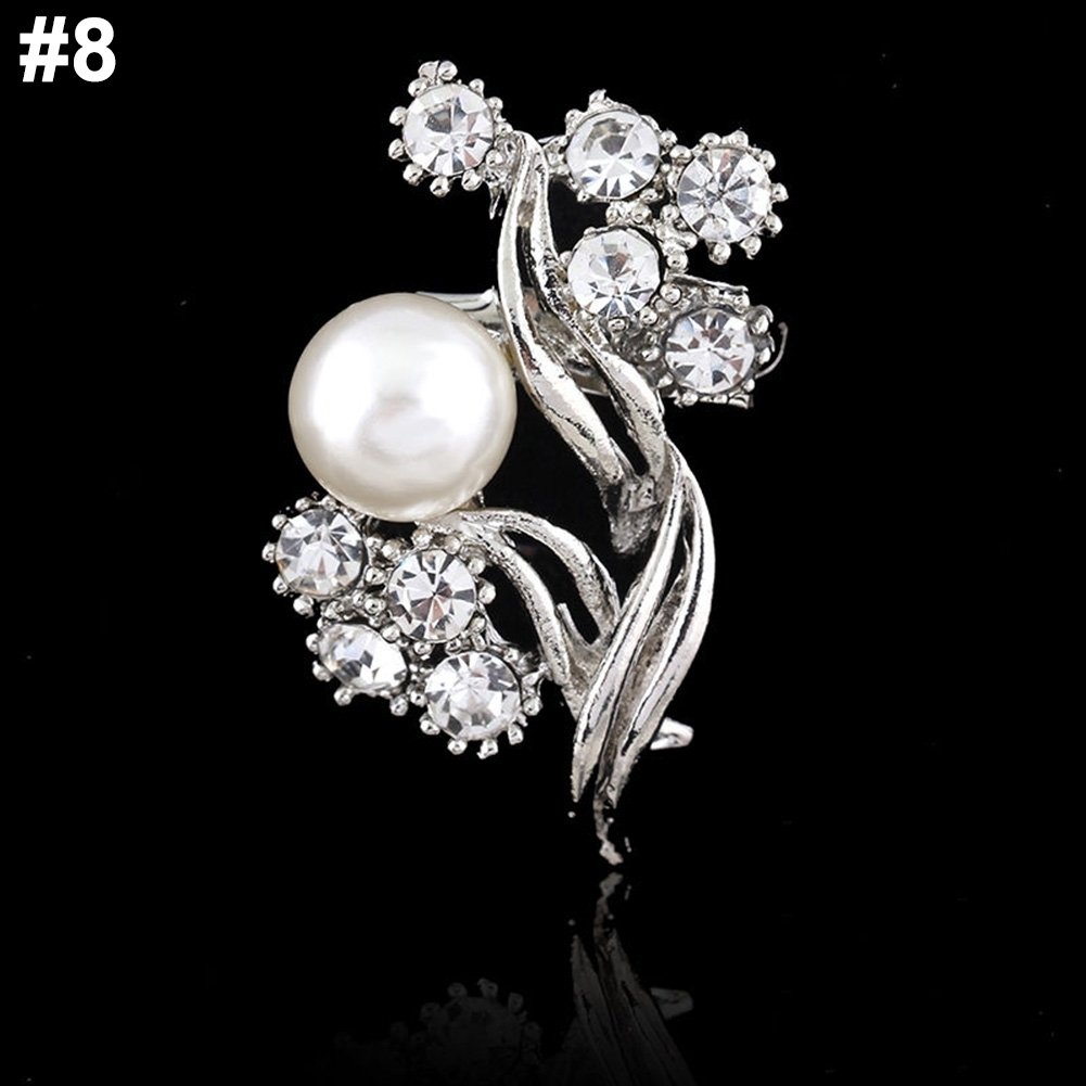 Elegant Rhinestone Imitation Pearl Dragonfly Flower Wedding Lady Brooch Pin Gift Image 12