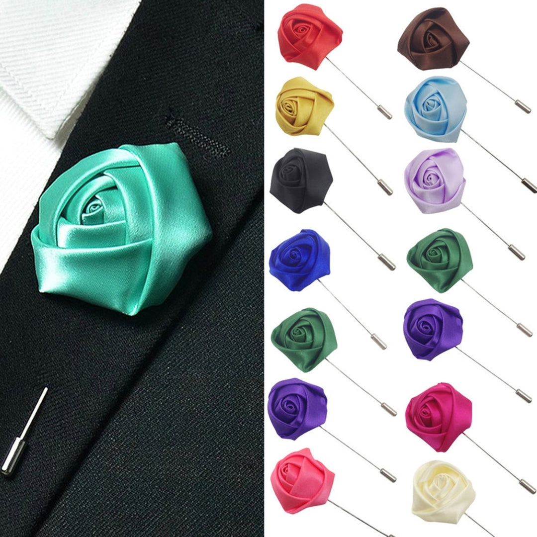 Brooch Pin Rose Design Eye-catching Cloth Boutonniere Brooch for Men Image 1