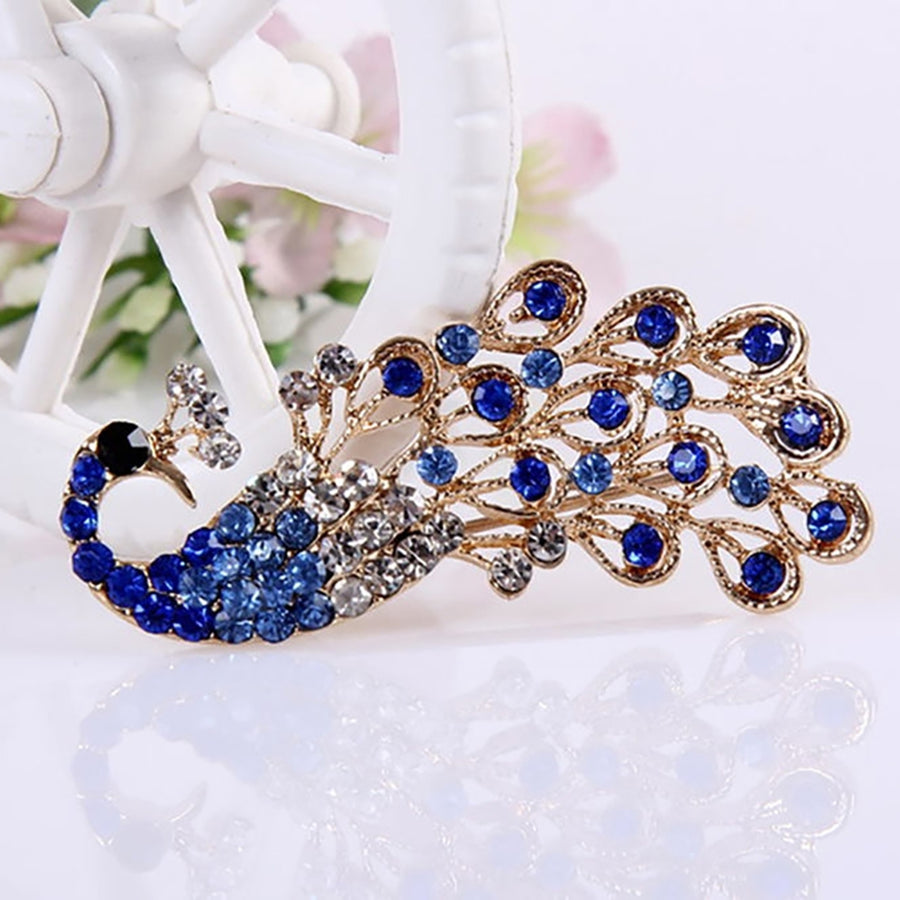 Brooch Pin Shiny Lovely Women Fashion Peacock Shape Collar Pin for Wedding Image 1