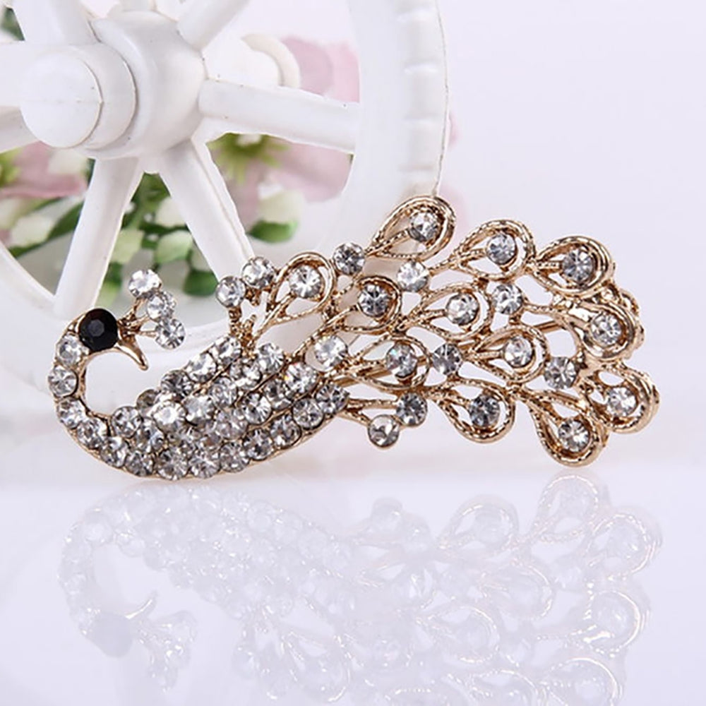 Brooch Pin Shiny Lovely Women Fashion Peacock Shape Collar Pin for Wedding Image 2