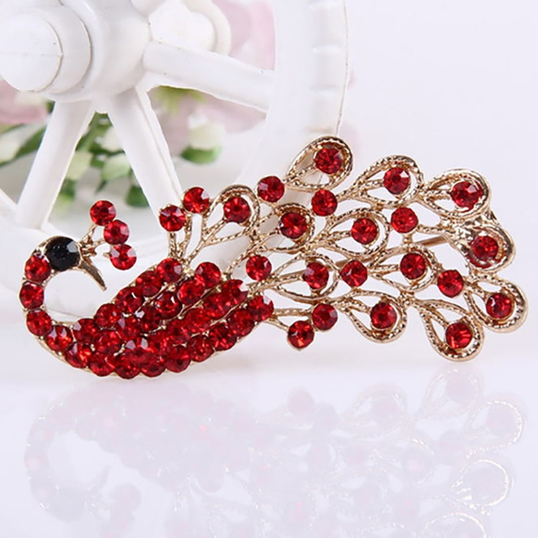 Brooch Pin Shiny Lovely Women Fashion Peacock Shape Collar Pin for Wedding Image 3