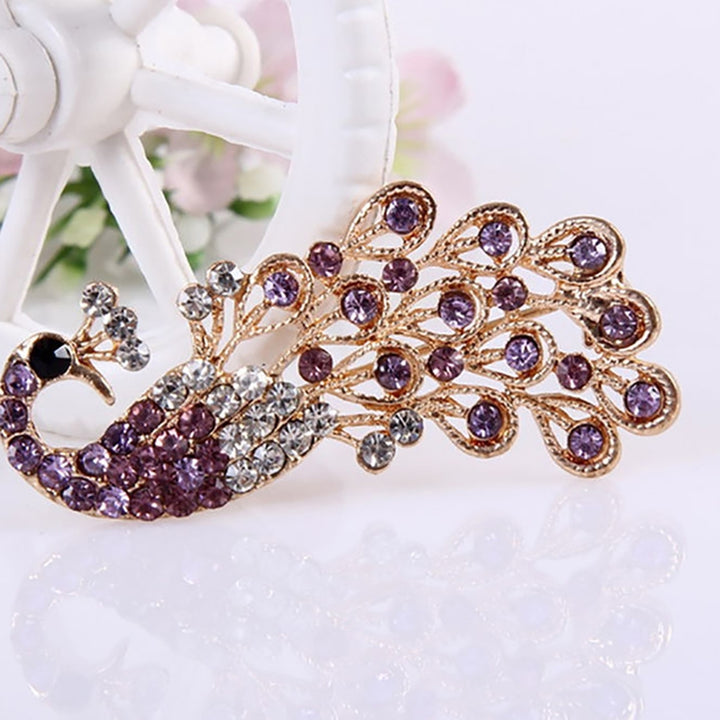 Brooch Pin Shiny Lovely Women Fashion Peacock Shape Collar Pin for Wedding Image 4