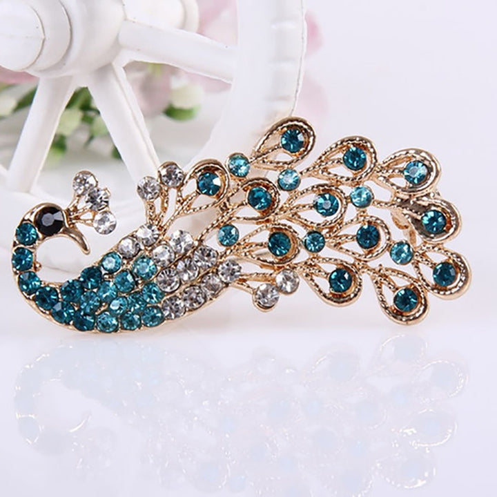 Brooch Pin Shiny Lovely Women Fashion Peacock Shape Collar Pin for Wedding Image 6