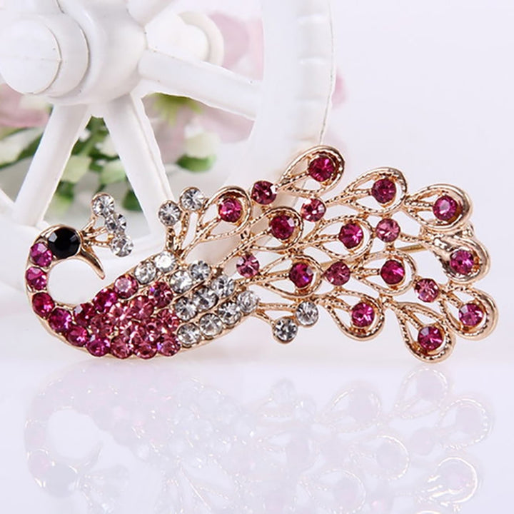 Brooch Pin Shiny Lovely Women Fashion Peacock Shape Collar Pin for Wedding Image 7