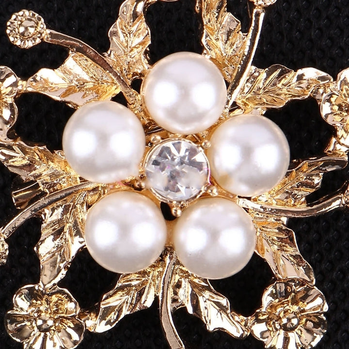 Rhinestone Faux Pearl Flower Broach Brooch Pin Bouquet Wedding Bridal Jewelry Image 6