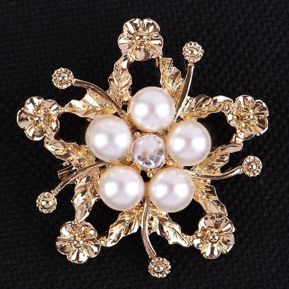 Rhinestone Faux Pearl Flower Broach Brooch Pin Bouquet Wedding Bridal Jewelry Image 7