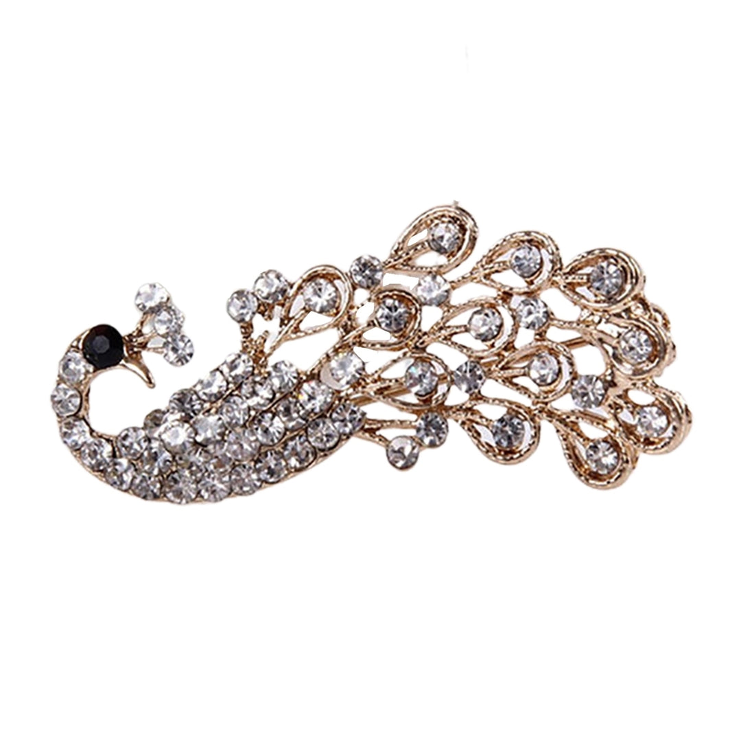 Brooch Pin Shiny Lovely Women Fashion Peacock Shape Collar Pin for Wedding Image 12