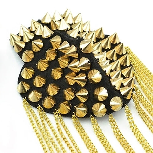 1Pc Punk Gothic Rivet Spike Epaulet Shoulder Board Mark Tassel Brooch Jewelry Image 4