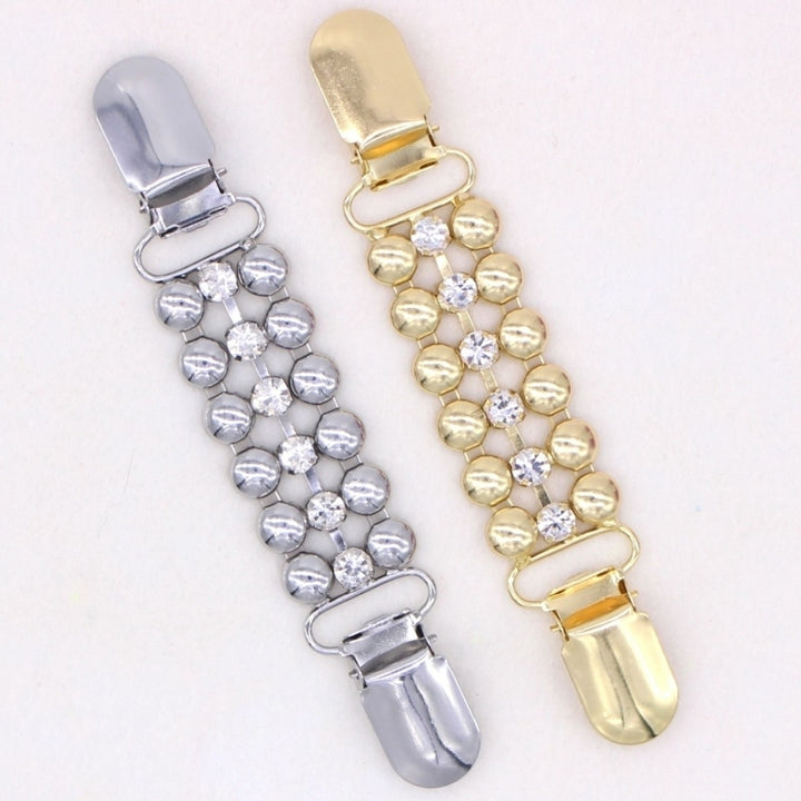 Rhinestone Chain Womens No Buttons Shirt Sweater Cardigan Clip Clamp Decor Image 4