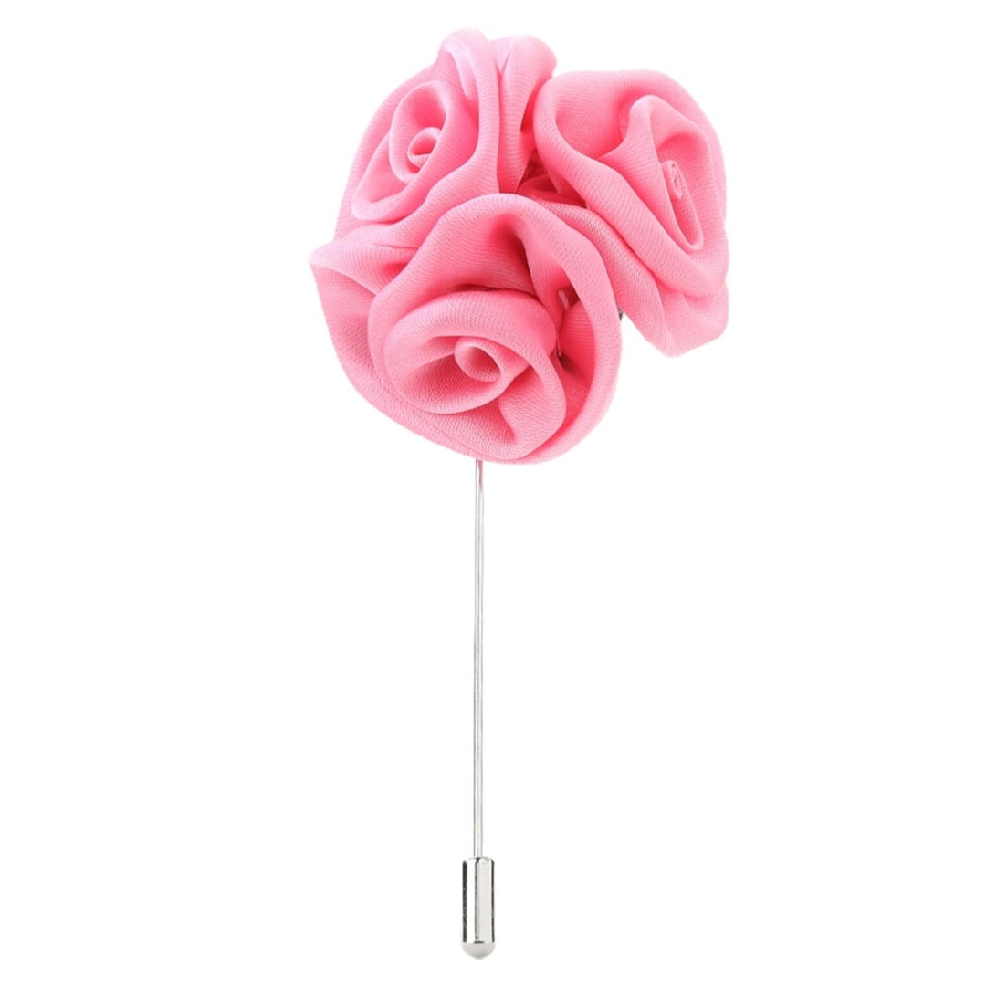 Brooch Rose Design Anti-deform Fabric Boutonniere Flower Stick for Men Image 7