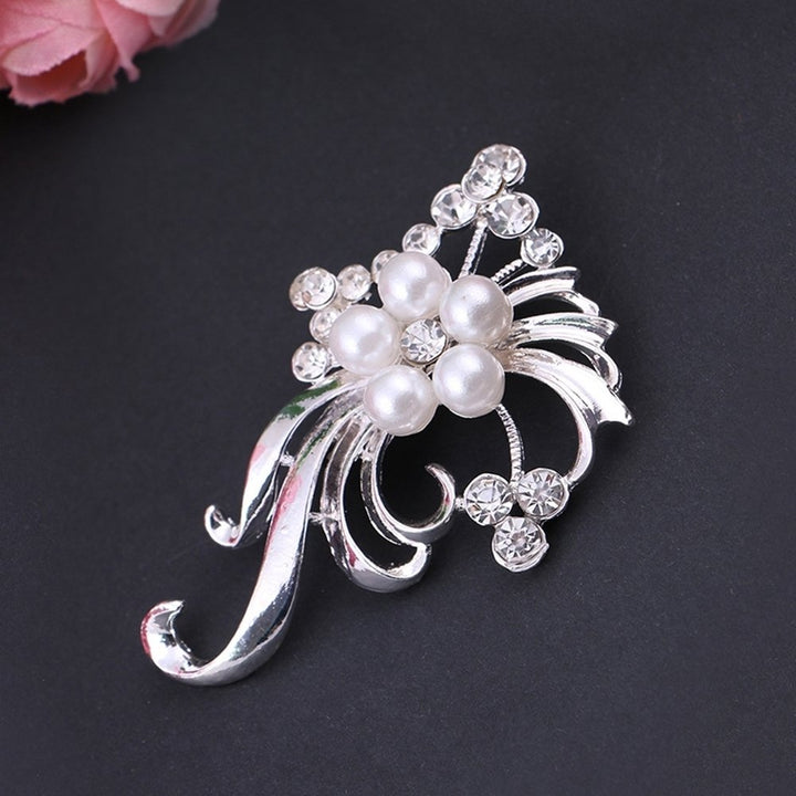 Elegant Wedding Party Women Peacock Faux Pearl Rhinestone Inlaid Brooch Pin Image 6