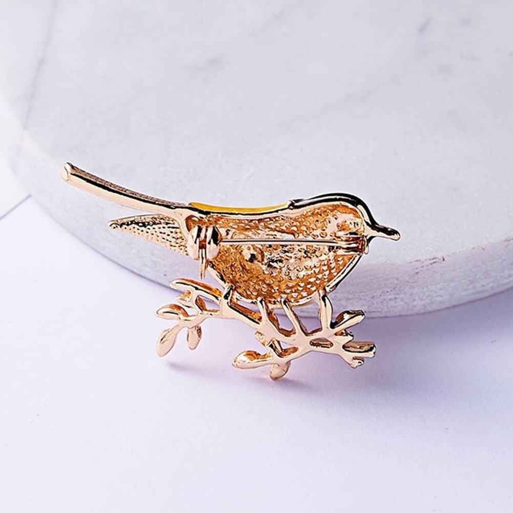 Fashion Bird Branch Rhinestone Inlaid Brooch Pin Women Denim Jacket Collar Badge Image 7