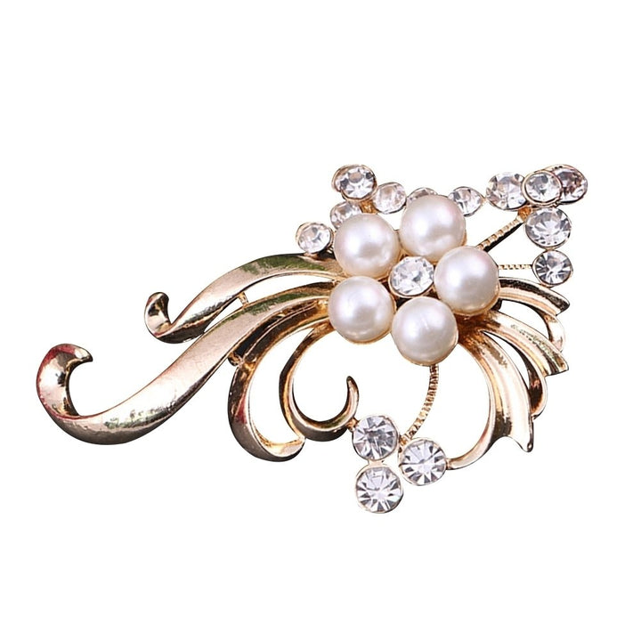 Elegant Wedding Party Women Peacock Faux Pearl Rhinestone Inlaid Brooch Pin Image 8